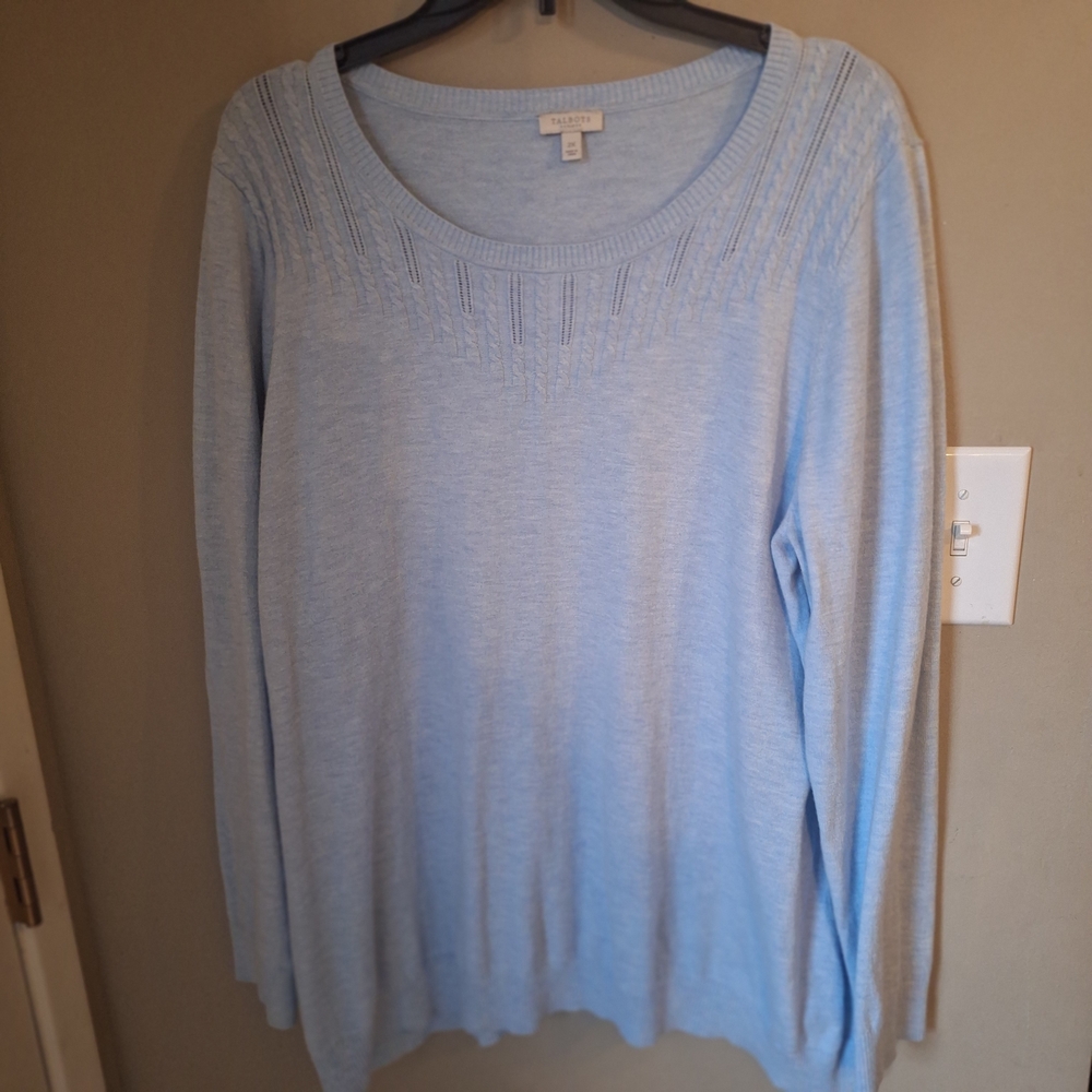 Talbots Light Powder Heather Blue Women's Sweater 2X
